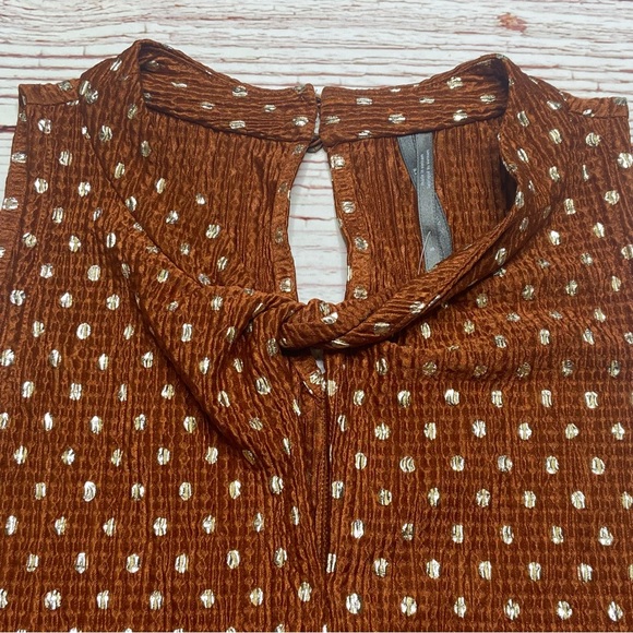NWT Anthropologie Lennox Halter Top Copper and Gold Polka Dot Sz S - Picture 10 of 16